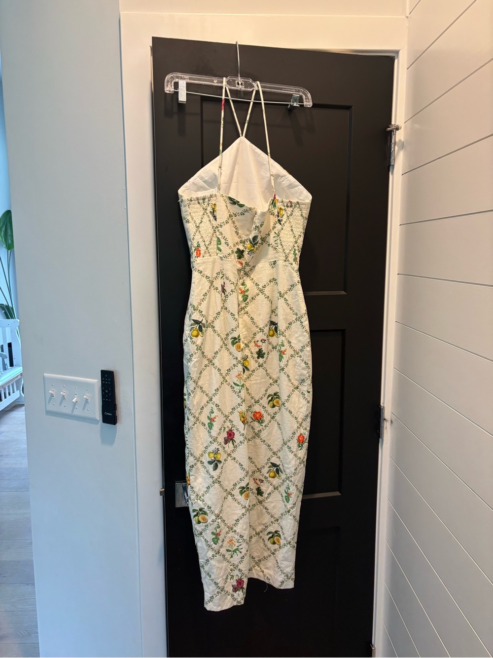 Revolve Amanda Uprichard Abby Midi Dress Trellis Small Linen Fruit Halter Slit - Picture 10 of 15